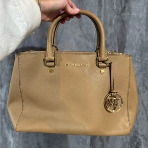 Michael Kors Gold Accent Tan Satchel